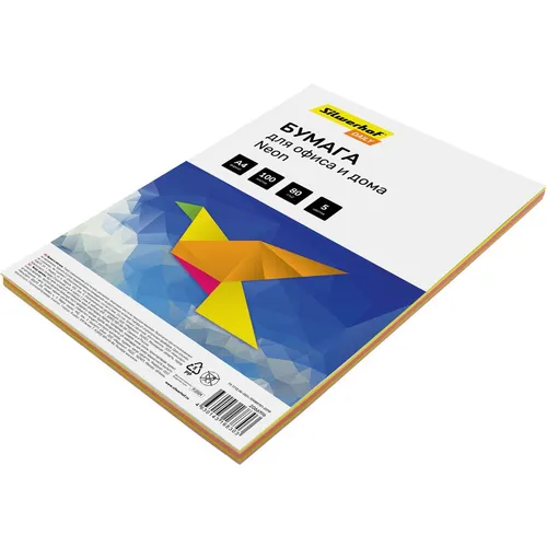Бумага Silwerhof Daily, A4, 100л, 80г/м2, радуга неон (5цветов)
