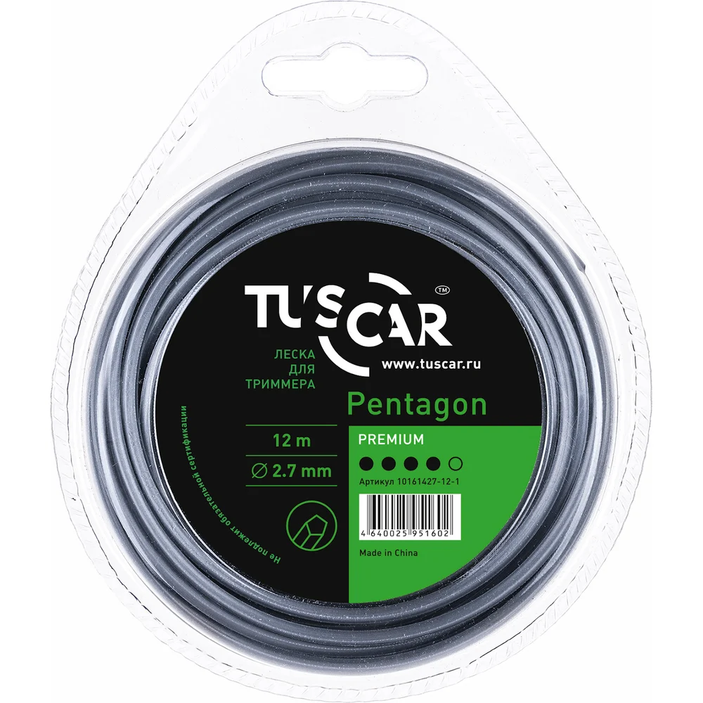 Леска для триммера TUSCAR Pentagon Premium 10161427-12-1