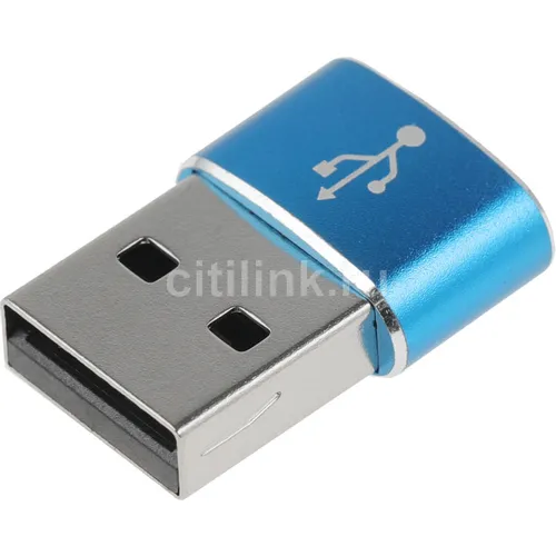 Адаптер USB2.0 PREMIER 6-071, USB 2.0 A(m) (прямой) - USB Type-C (f) (прямой), пакет, синий