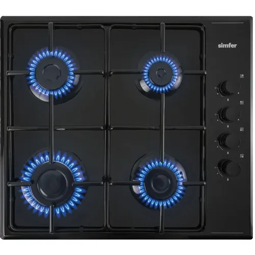 Газовая варочная панель Simfer H60Q40B440, 4 конфорки, эмалированная сталь, черный