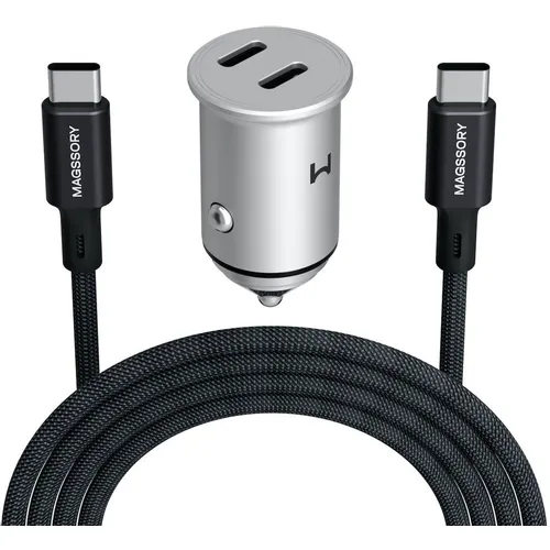 Автомобильное зарядное устройство MAGSSORY cch002, USB-C, USB-C, 45Вт, 3A, темно-серый