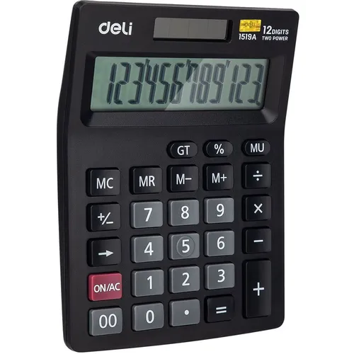 Калькулятор Deli E1519A, 12-разрядный, черный