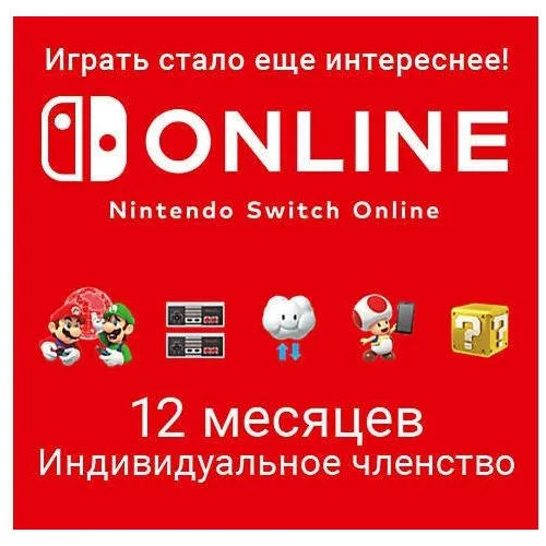 Подписка Nintendo Switch Online Индивидуальное членство BR, на 1 год, регион: Бразилия
