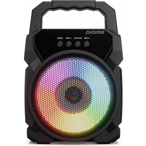 Колонка портативная Digma D-PS1500, 10Вт, черный Функция TWS [sp1500b]