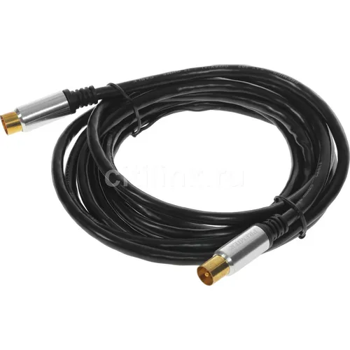 Кабель антенный PREMIER 5-361 3.0, Coax (m) - Coax (m), медный, 3м, GOLD, черный/серый