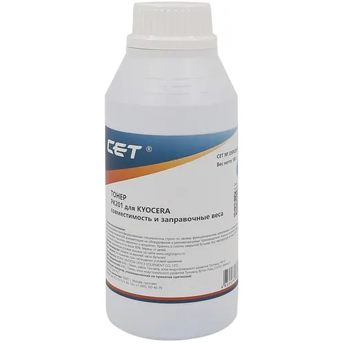 Тонер CET PK201, для Kyocera ECOSYS P6030cdn/M6026cdn, голубой, 100грамм, бутылка