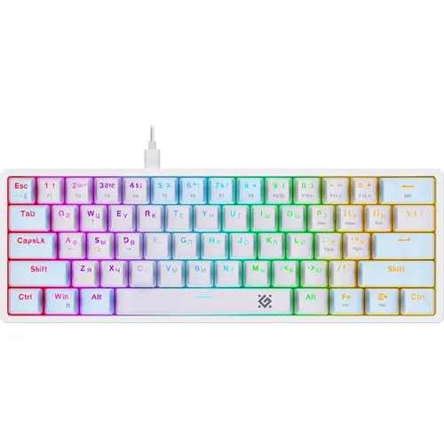 Клавиатура Defender Amox GK-585, проводная, USB, механическая, белый/бирюзовый [45585]