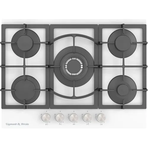 Газовая варочная панель ZIGMUND & SHTAIN Style M 26.7 W, 5 конфорок, закаленное стекло, белый