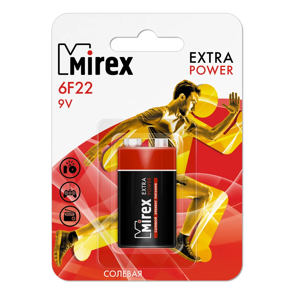 Солевая батарея Mirex Крона 23702-6F22-E1