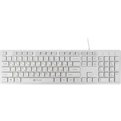 Клавиатура Oklick 500M, проводная, USB, мембранная, белый [1061586]
