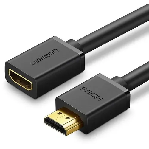 Кабель аудио-видео UGREEN HD107, HDMI (f) - HDMI (m), 3м, GOLD, ф/фильтр, черный [10145]