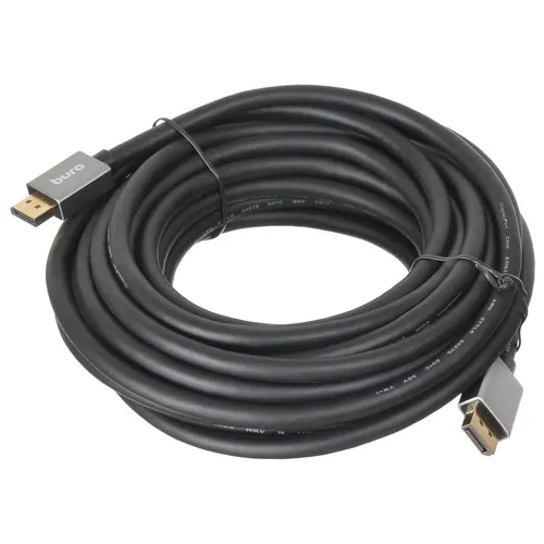 Кабель аудио-видео Buro V1.4, DisplayPort (m) - DisplayPort (m), ver 1.4, 10м, GOLD, черный [bhp-dpp-1.4-10g]