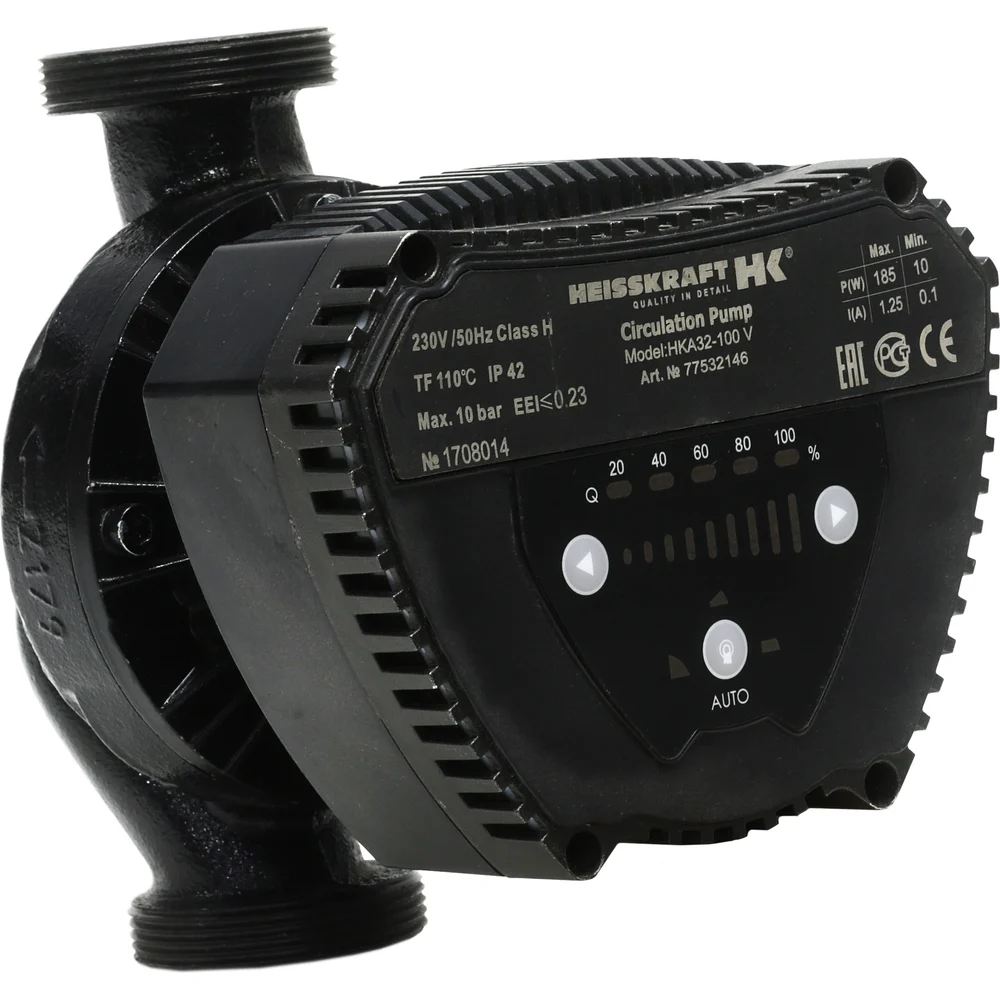 Насос Heisskraft HKA 25-80 V, 1x230 В, G 1 1/2", PN 10, 180 мм, энергоэффективный, с гайками G 1 1/2 - Rp 1" 77525143