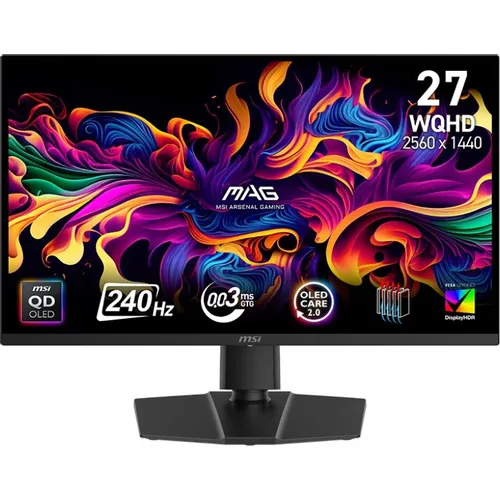 26.5" Монитор MSI Mag 271QP QD-OLED X24, 2650x1440, QD OLED, 240Гц, 2хHDMI, 1хDP, черный [9s6-3cd89t-043]