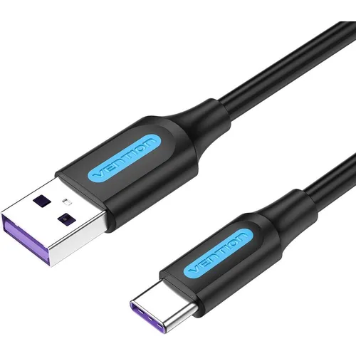 Кабель VENTION CORBD, USB Type-C (m) (прямой) - USB 2.0 A (m) (прямой), круглое, 0.5м, пакет, черный