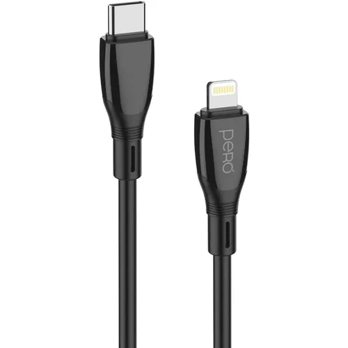 Кабель PERO DC-11, Lightning (m) - USB Type-C (m), 1м, 3A, черный