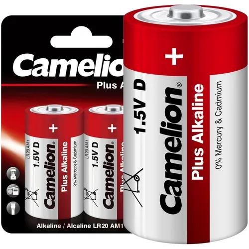 D Батарейка CAMELION Plus Alkaline LR20-BP2, 2 шт. 20000мAч