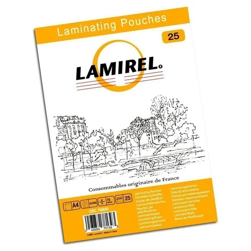 Пленка для ламинирования Fellowes Lamirel, 75мкм, 216х303 мм, 25шт., глянцевая, A4