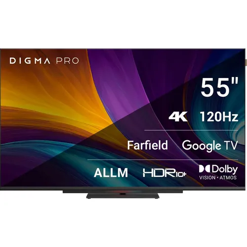 55" Телевизор DIGMA PRO UHD 55C 4K Ultra HD, СМАРТ ТВ, Google TV, черный