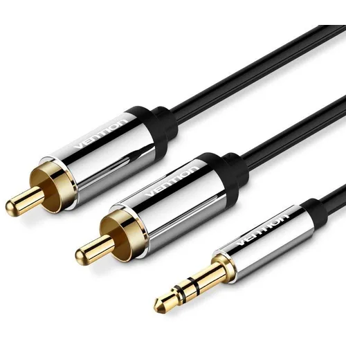 Кабель аудио VENTION 2хRCA (m) - Jack 3.5 (m), 1.5м, GOLD, черный [p550ac150-s]