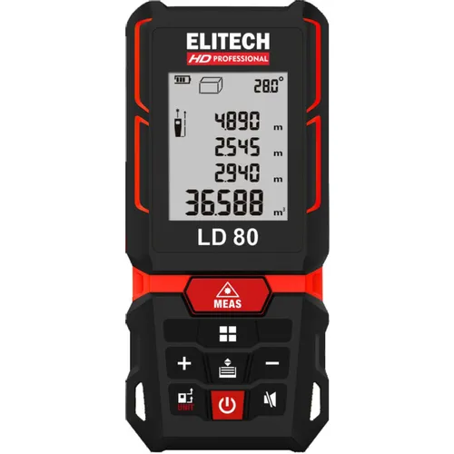 Дальномер Elitech LD 80, 2 класс лазера, 670нм, луч красный [204770]