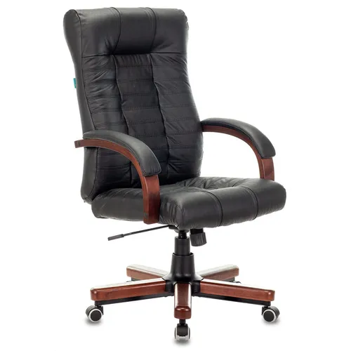 Кресло руководителя Бюрократ KB-10WALNUT, кожа, до 120кг, черный