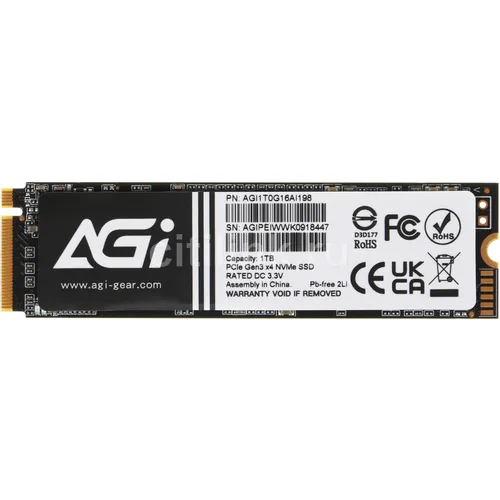 SSD накопитель AGI AI198 AGI1T0G16AI198 1ТБ, M.2 2280, PCIe 3.0 x4, NVMe, M.2, rtl