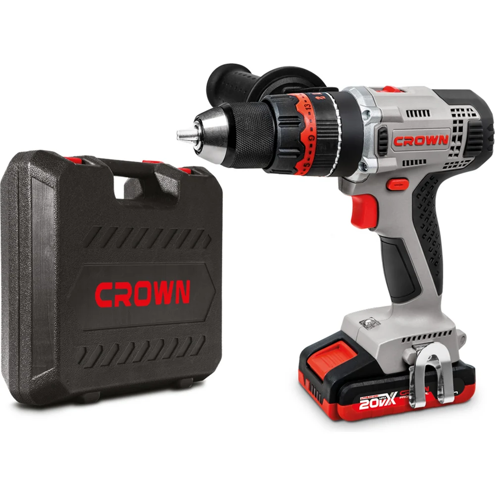 Аккумуляторная ударная дрель-шуруповерт Crown CT21075HMX-2 BMC
