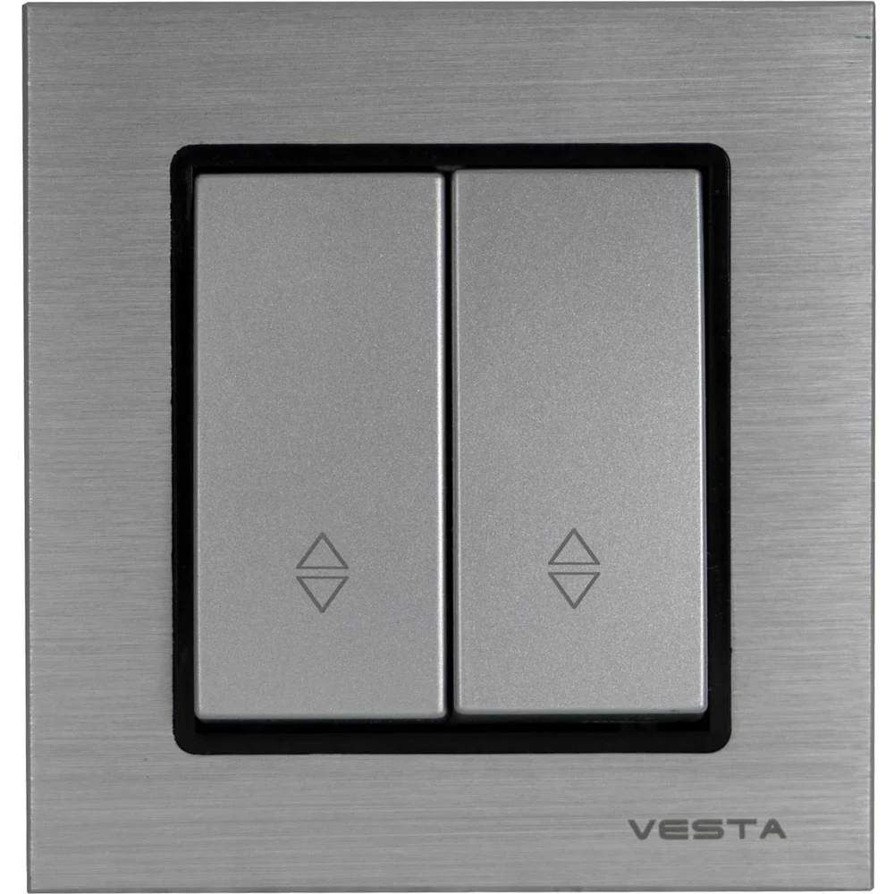 Реверсивный двухклавишный выключатель Vesta Electric Exclusive Silver Metallic FVK050307SER