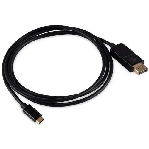 Кабель Buro USB Type-C (m) (прямой) - DisplayPort (m) (прямой), GOLD , круглое, 1.5м, черный [bu-typec-dp-1.5m]