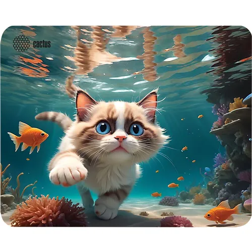 Коврик для мыши Cactus Fish Cat рисунок, ткань, 300х250х3мм [cs-mpc-d15m]