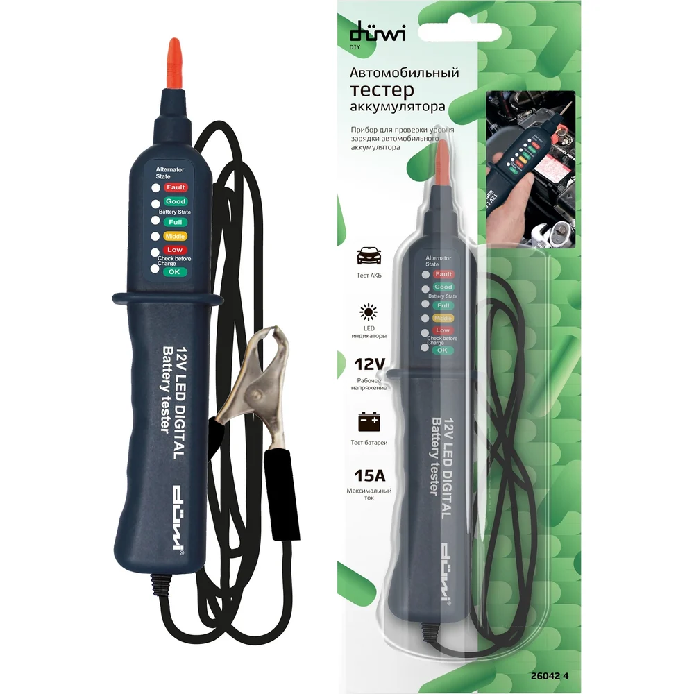 Автомобильный тестер аккумулятора duwi DIY 26042 4