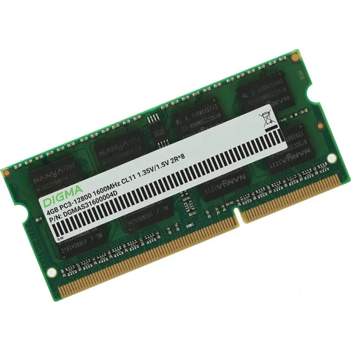 Оперативная память Digma DGMAS31600004D DDR3 - 1x 4ГБ 1600МГц, для ноутбуков (SO-DIMM), Ret