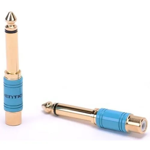 Переходник аудио VENTION VDD-C03, Jack 6.3 (m) - 1хRCA (f), GOLD, голубой