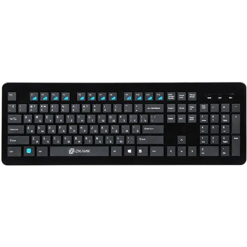 Клавиатура Oklick 870S, беспроводная, USB, Радиоканал, мембранная, черный [368218]