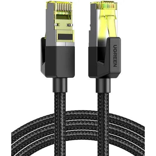 Патч-корд UGREEN NW150 литой (molded), FTP, кат.7, 2м, 4 пары, 30AWG, медь, многожильный, черный