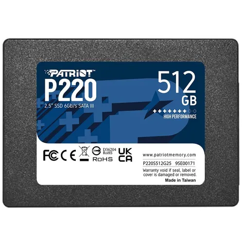 SSD накопитель Patriot P220 P220S512G25 512ГБ, 2.5", SATA III, SATA