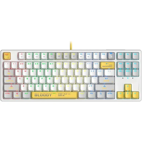 Клавиатура A4TECH Bloody S87 Energy, проводная, USB, механическая, белый [s87 usb energy white]