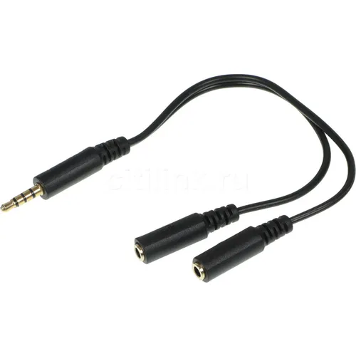 Адаптер аудио A4TECH AD-3P, 2xJack 3.5 (f) - Jack 3.5 (m), 0.2м, черный
