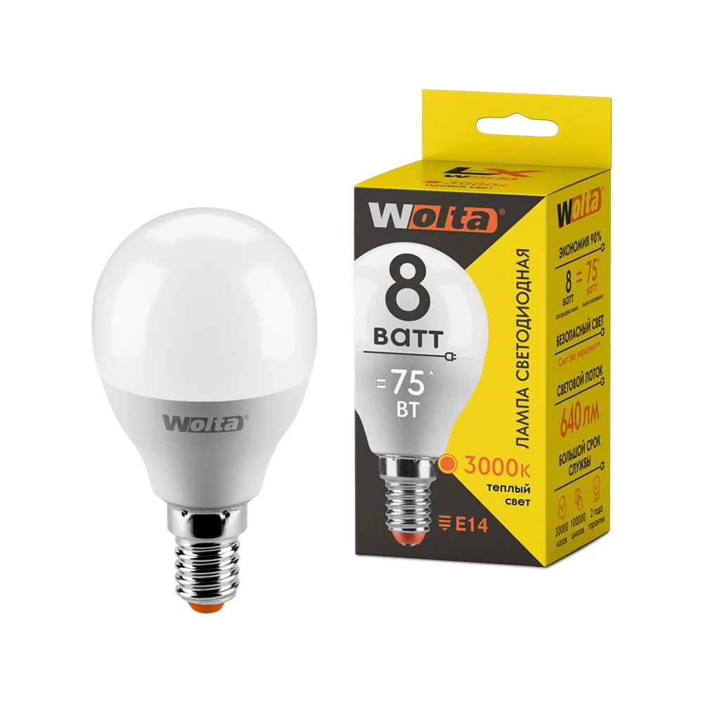 Светодиодная лампа Wolta 30Y45GL8E14