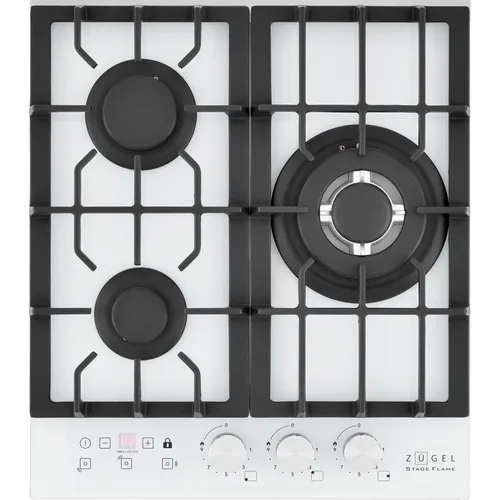 Газовая варочная панель ZUGEL ZGH450W, 3 конфорки, закаленное стекло, белый