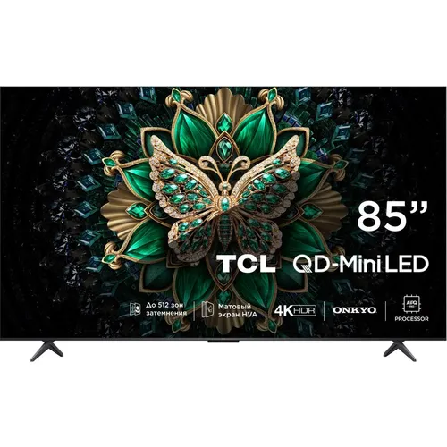 85" Телевизор TCL 85C6K QD-Mini LED QLED, 4K Ultra HD, СМАРТ ТВ, Google TV, черный