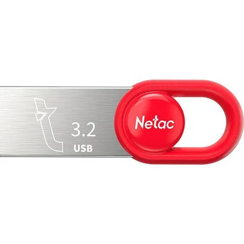 Флешка USB NETAC UM2 128ГБ, USB3.2, серебристый и красный [nt03um2n-128g-32re]