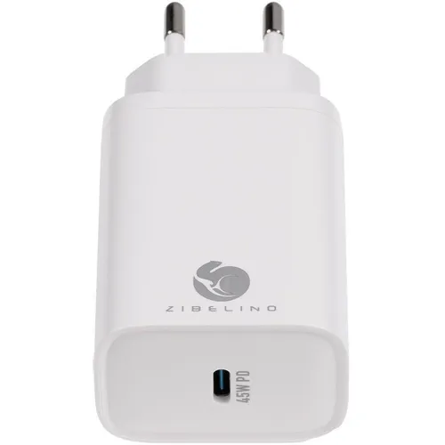 Сетевое зарядное устройство ZIBELINO MC-G-UC-1, USB-C, 45Вт, 3A, белый [zc-mc-g-uc-pd-45w-wht]
