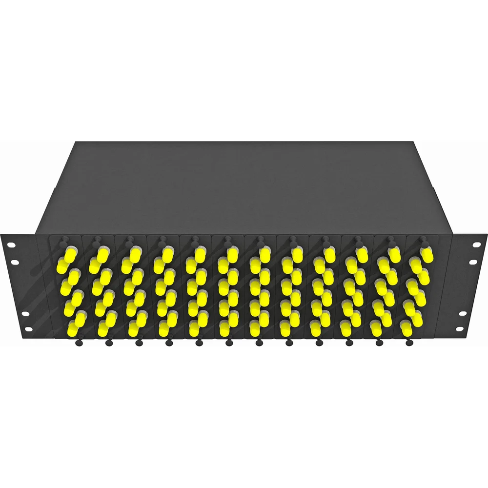 Укомплектованный многомодовый стоечный оптический кросс TopLan КРС-Top-3U-96ST/U-OM2-BK