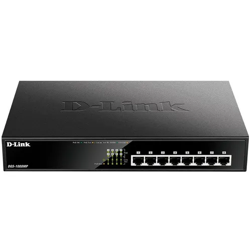 Коммутатор D-Link DGS-1008MP/B1A, неуправляемый