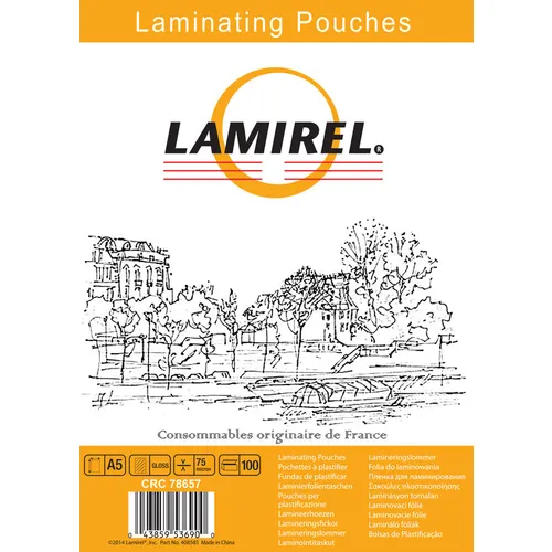 Пленка для ламинирования Fellowes Lamirel, 75мкм, 100шт., глянцевая, A5
