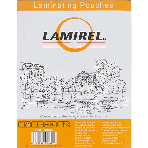 Пленка для ламинирования Fellowes Lamirel, 75мкм, 216х303 мм, 100шт., глянцевая, A4