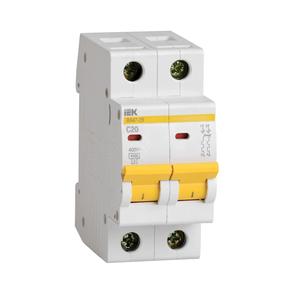 Автомат IEK ВА47-29 2п, C, 20А, 4.5кА MVA20-2-020-C