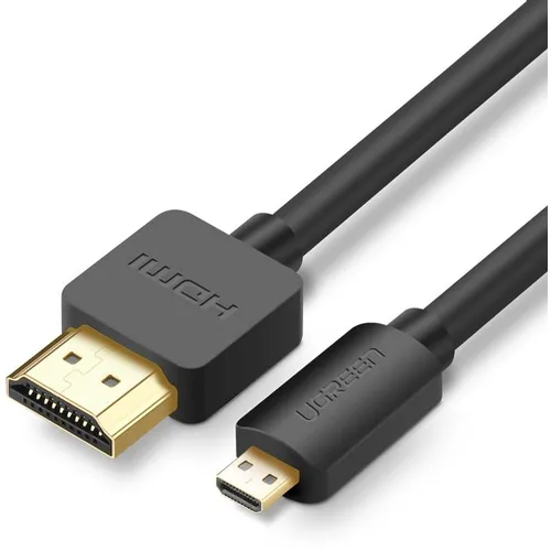Кабель аудио-видео UGREEN HD127, Micro HDMI (m) - HDMI (m), 1м, GOLD, ф/фильтр, черный [30148]